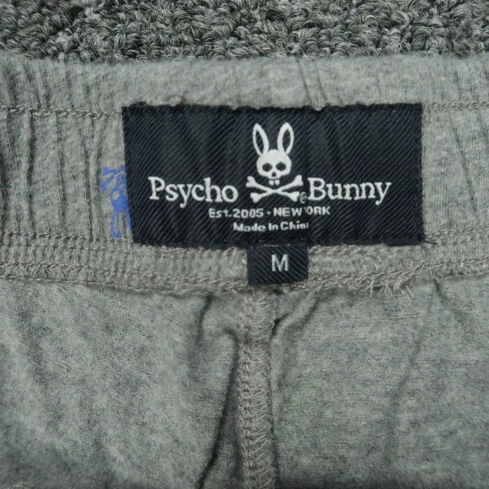 Psycho Bunny Pants Mens Medium Gray Print All Over Sleepwear Pockets Lightweight